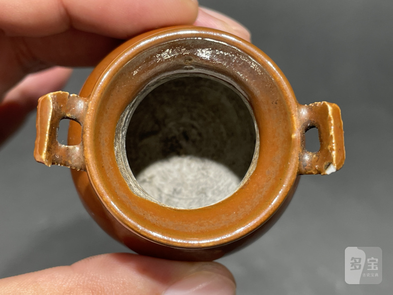 十七世纪 紫金釉三足鼎式炉（老木盖） - 图6